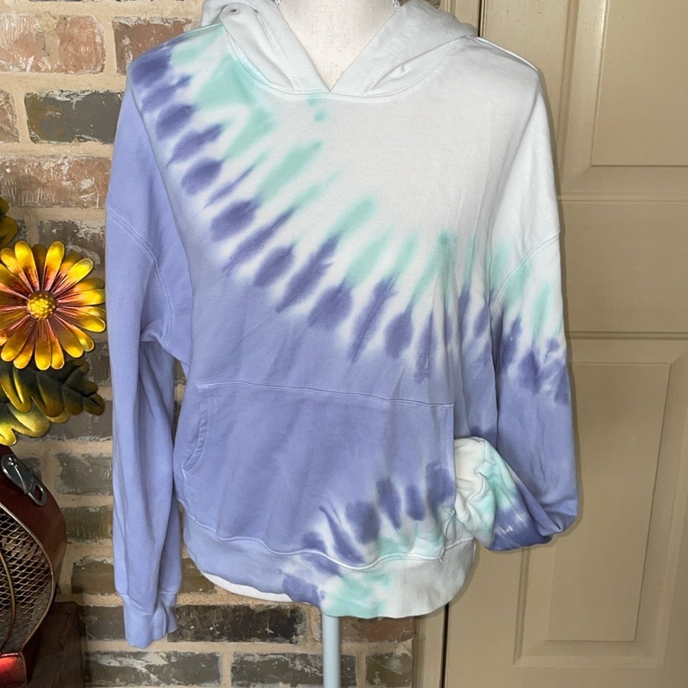 Wildfox Tie Dye One Of A Kind Relaxed Hoodie Mint Lilac Purple Hued French Terry — image 5 of 8